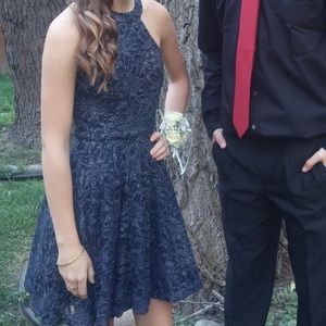 Jcpenney navy blue fit and flare sparkly dress